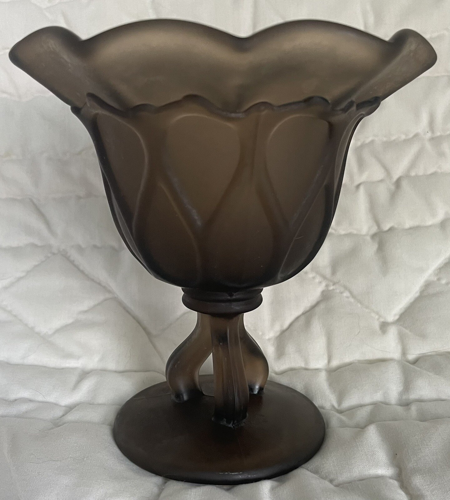 Doric Footed Glass Compote Brown Mist (Satin) by Westmoreland