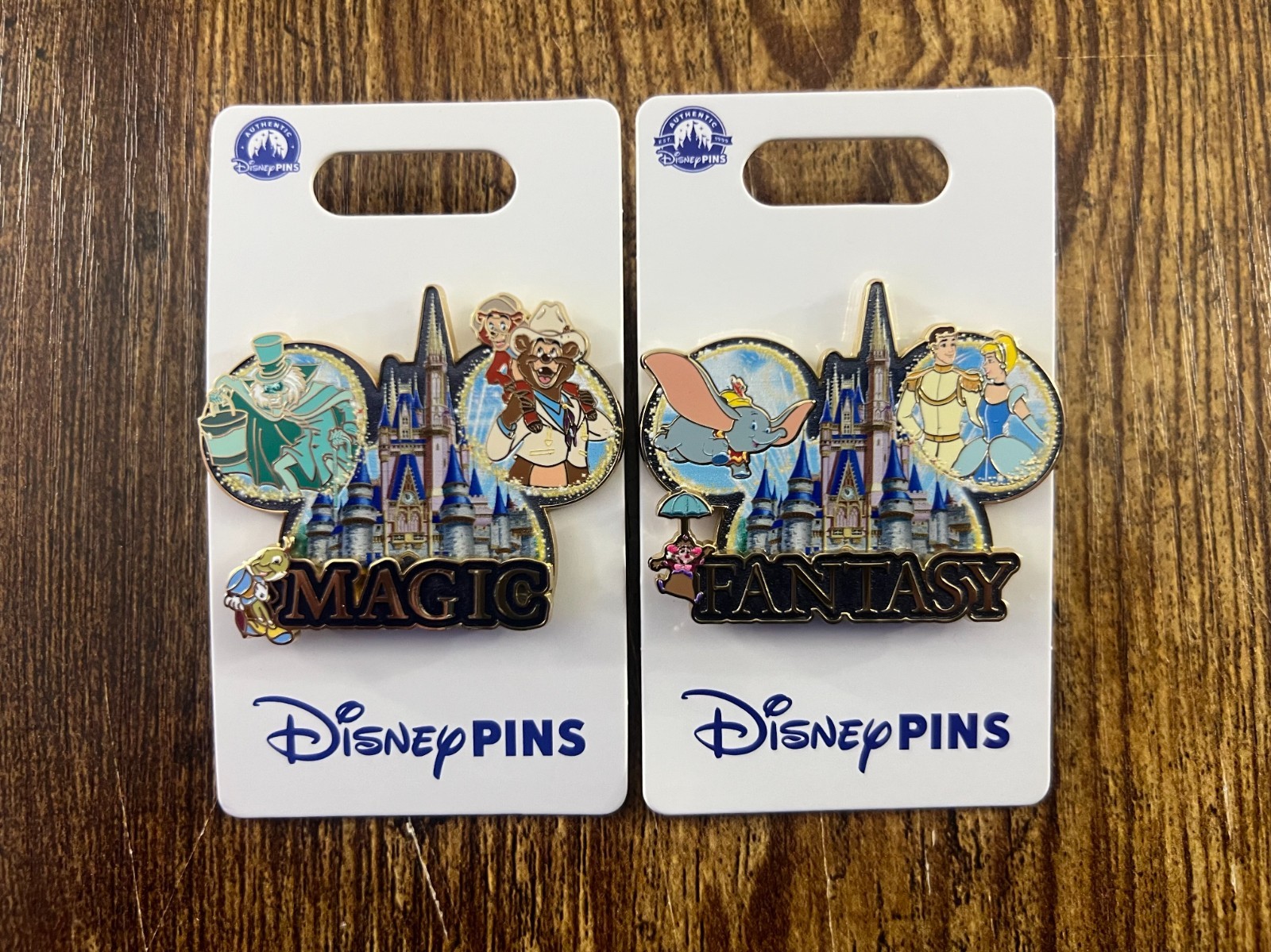 Disney Parks Trading Pins Walt Disney Magic Ears & Fantasy Ears NWT Set Of 2
