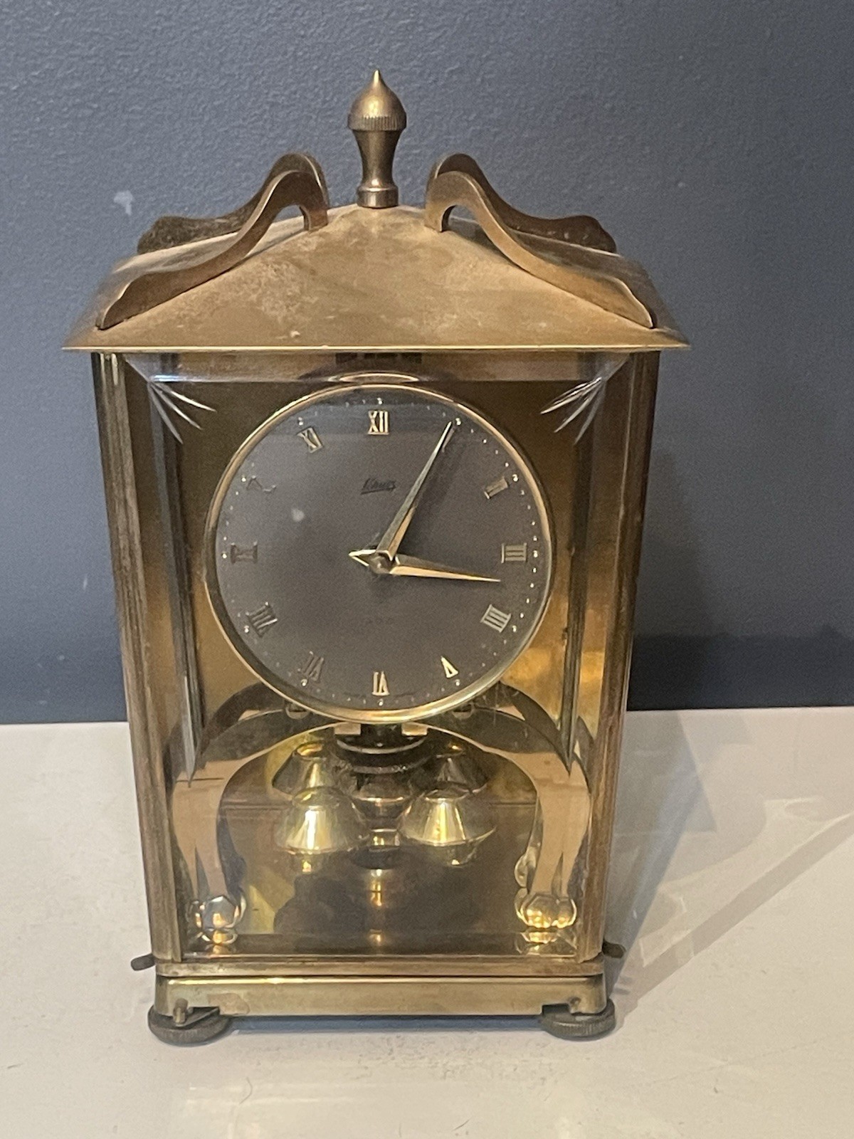 Vintage Schatz 400 Day Anniversary Clock Brass Glass Germany