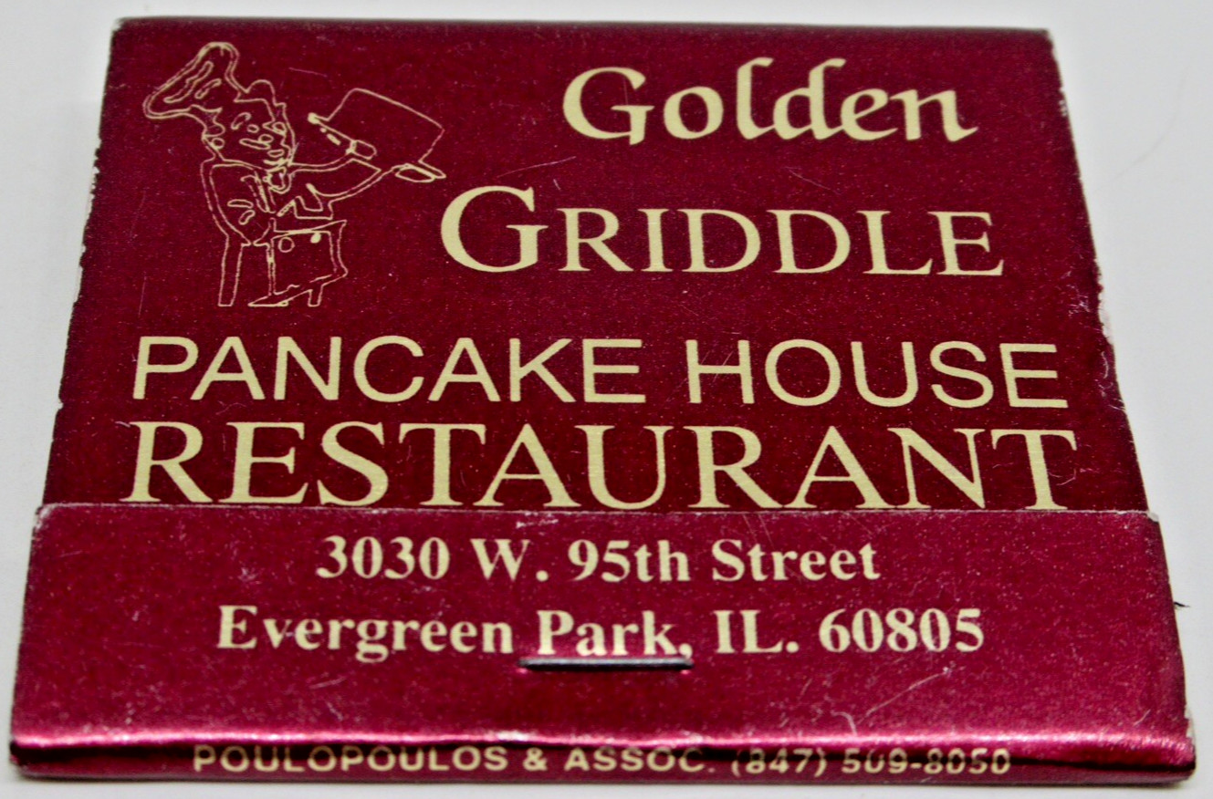 Golden Griddle Pancake Restaurant CHICAGO Evergreen Park Illinois FULL Matchbook