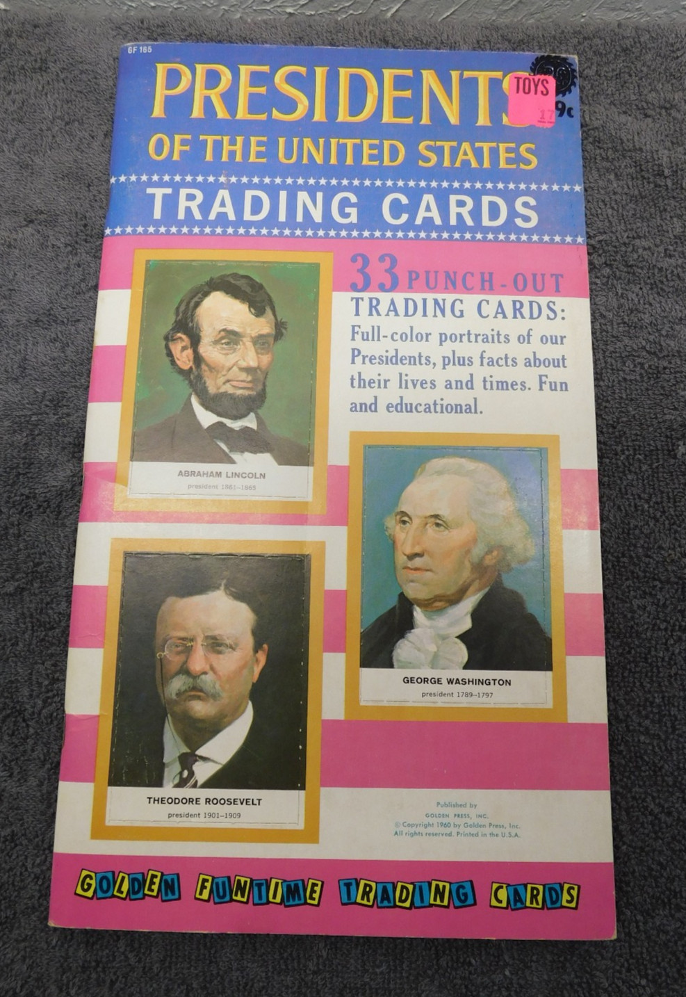 1960 Golden Fun Time Presidents Of The United States Trading Cards Uncut Booklet
