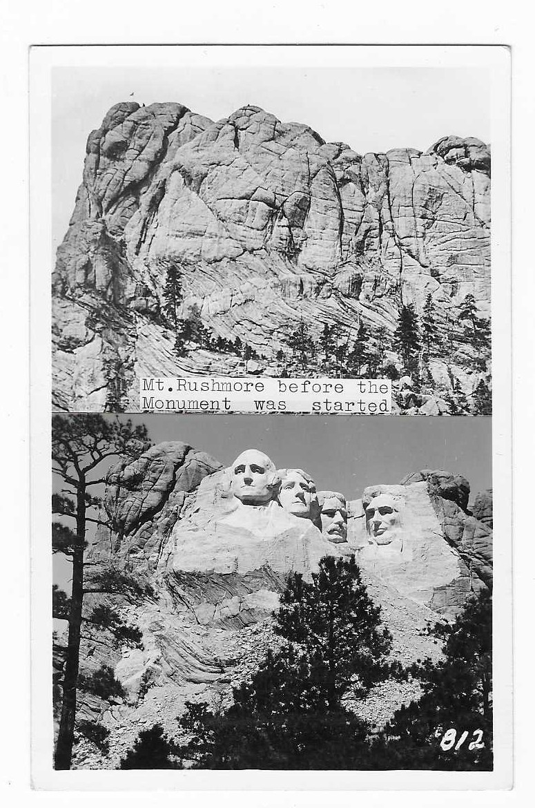 Vtg Postcard Mt Rushmore Before Monument Was Started South Dakota RPPC 812