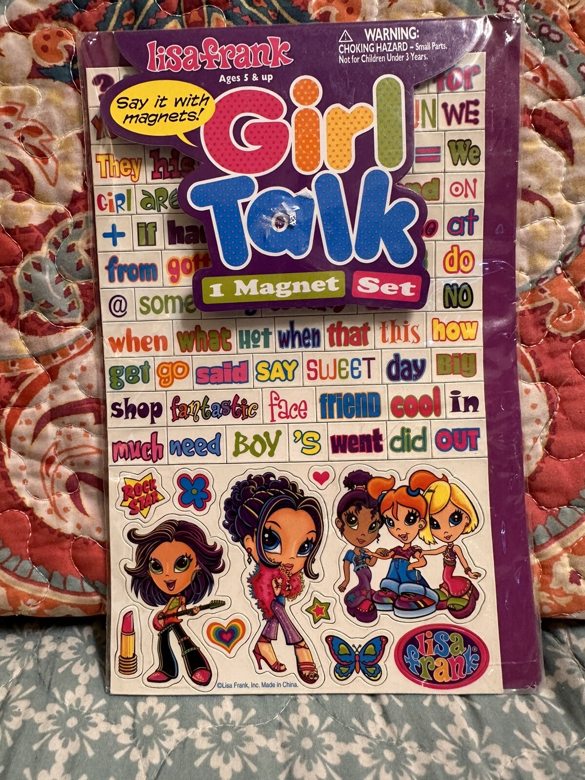 NOS Vintage Y2K Lisa Frank Girl Talk Magnet Set P7213 Magnets Locker Set