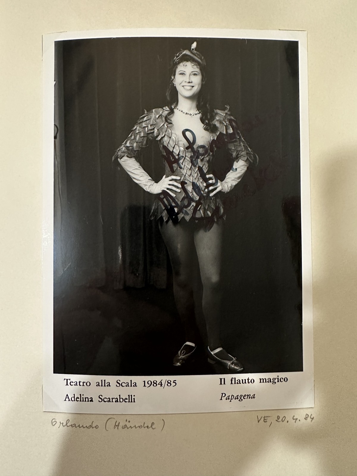 Photo theatre AUTOGRAPH ADELINA SCARABELLI Magic Flute Teatro Alla Scala 1984