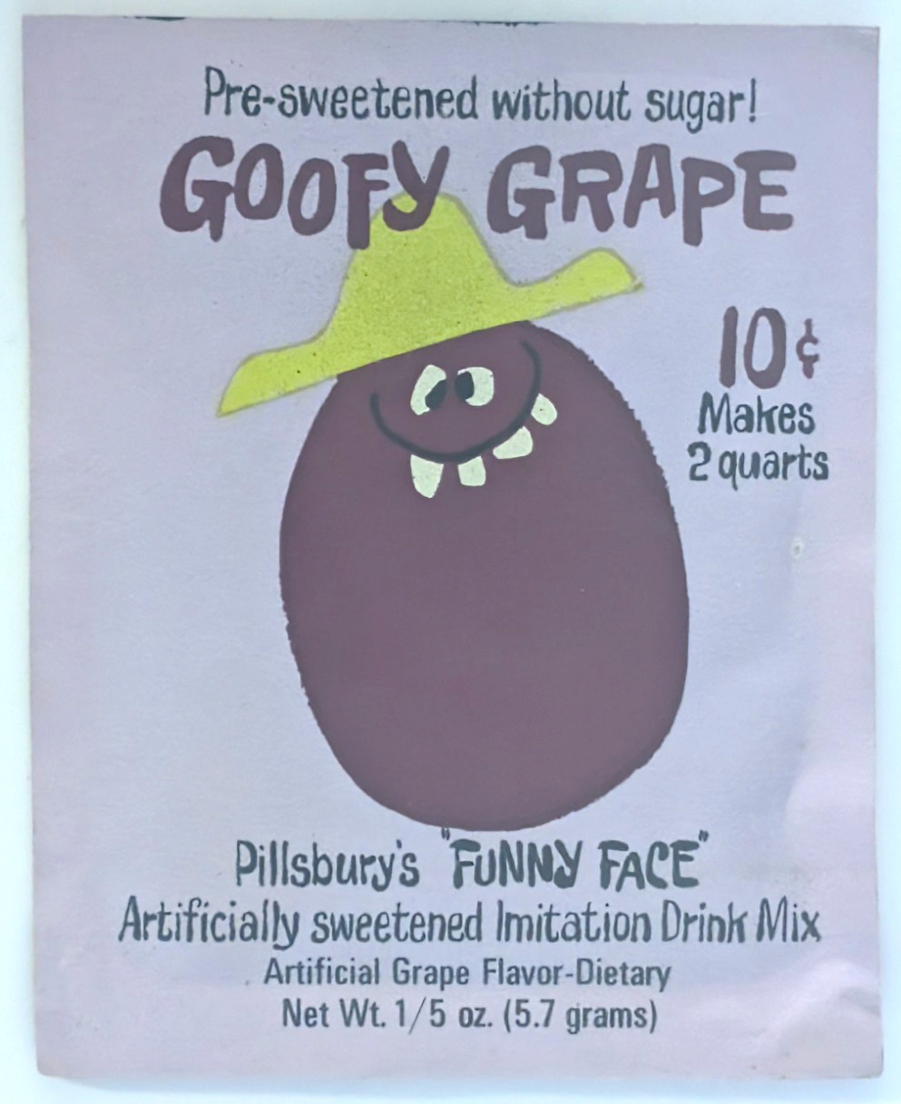 Pillsbury Funny Face Drink Mix 1960\'s Goofy Grape 10 Cent Unopened Package