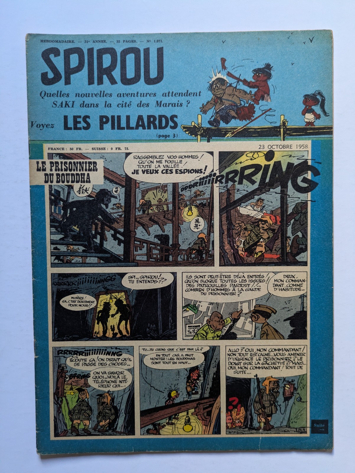 Spirou #1071 1958 French first appearance The Smurfs la flute a six trous