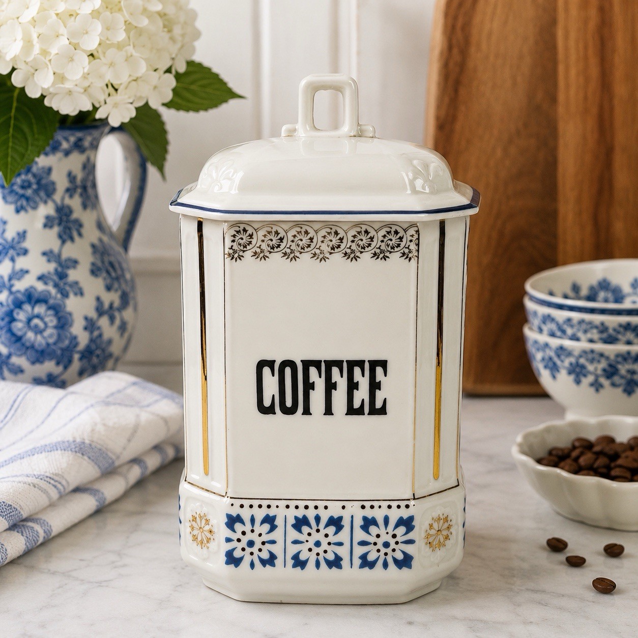 Antique MZ Altrohlau CMR Czechoslovakia Coffee Canister w/Lid Porcelain