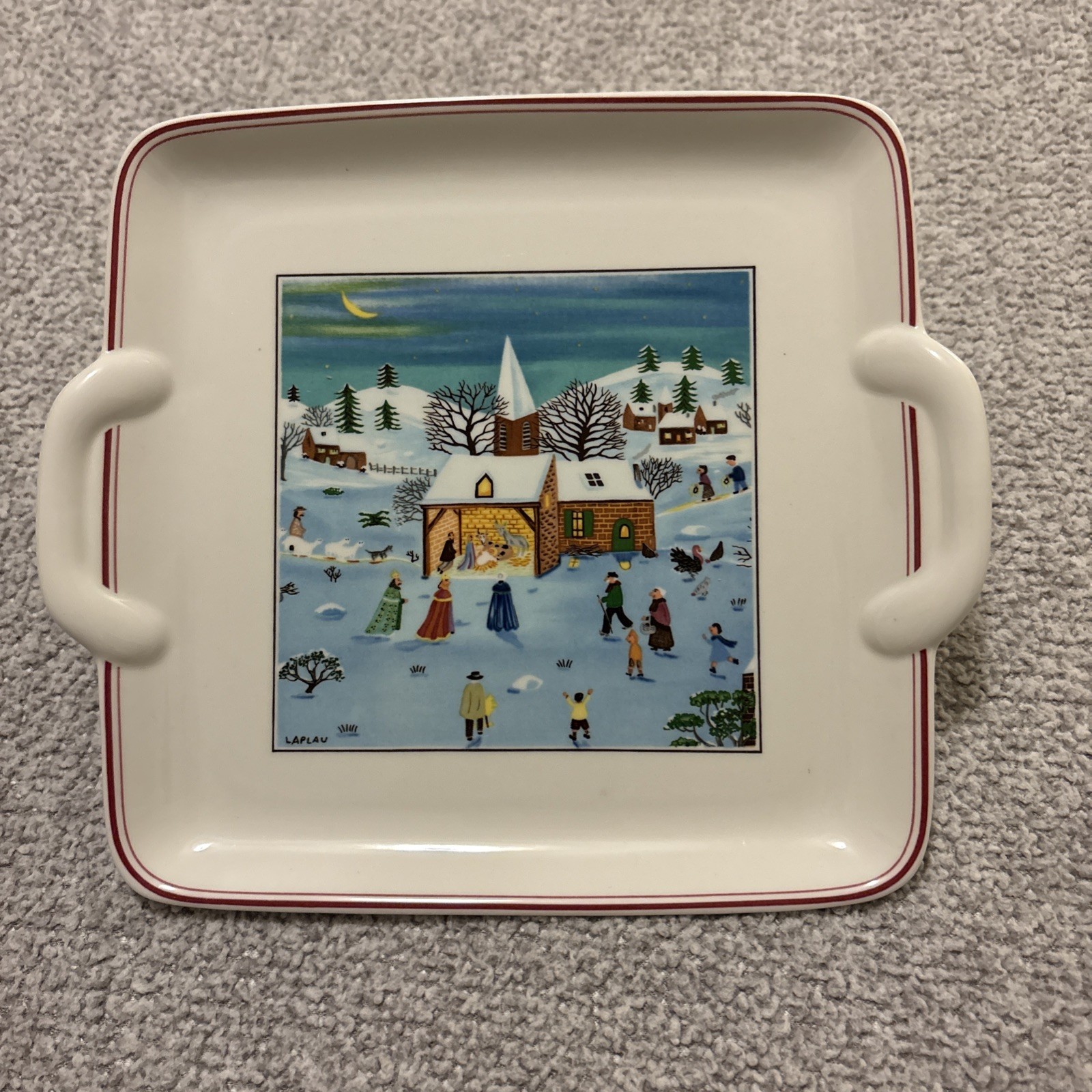 Villeroy & Boch Naif Christmas Square Handled Cake Plate 1748