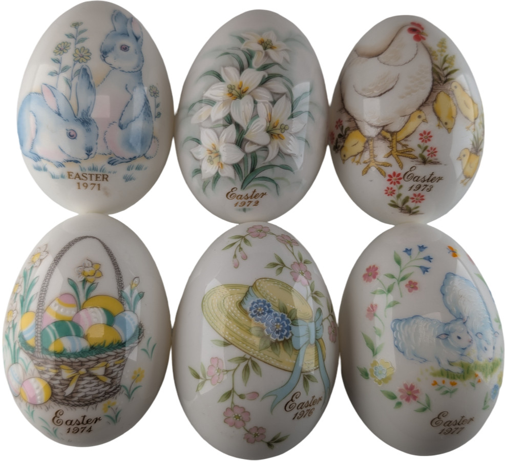 Noritake Bone China Easter Egg Collection Lot 1971 1972 1973 1974 1976 1977 JPN