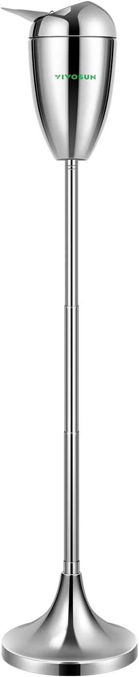 Adjustable Chrome Standing Ashtray w/ Stainless Steel Lid Height 21.5\