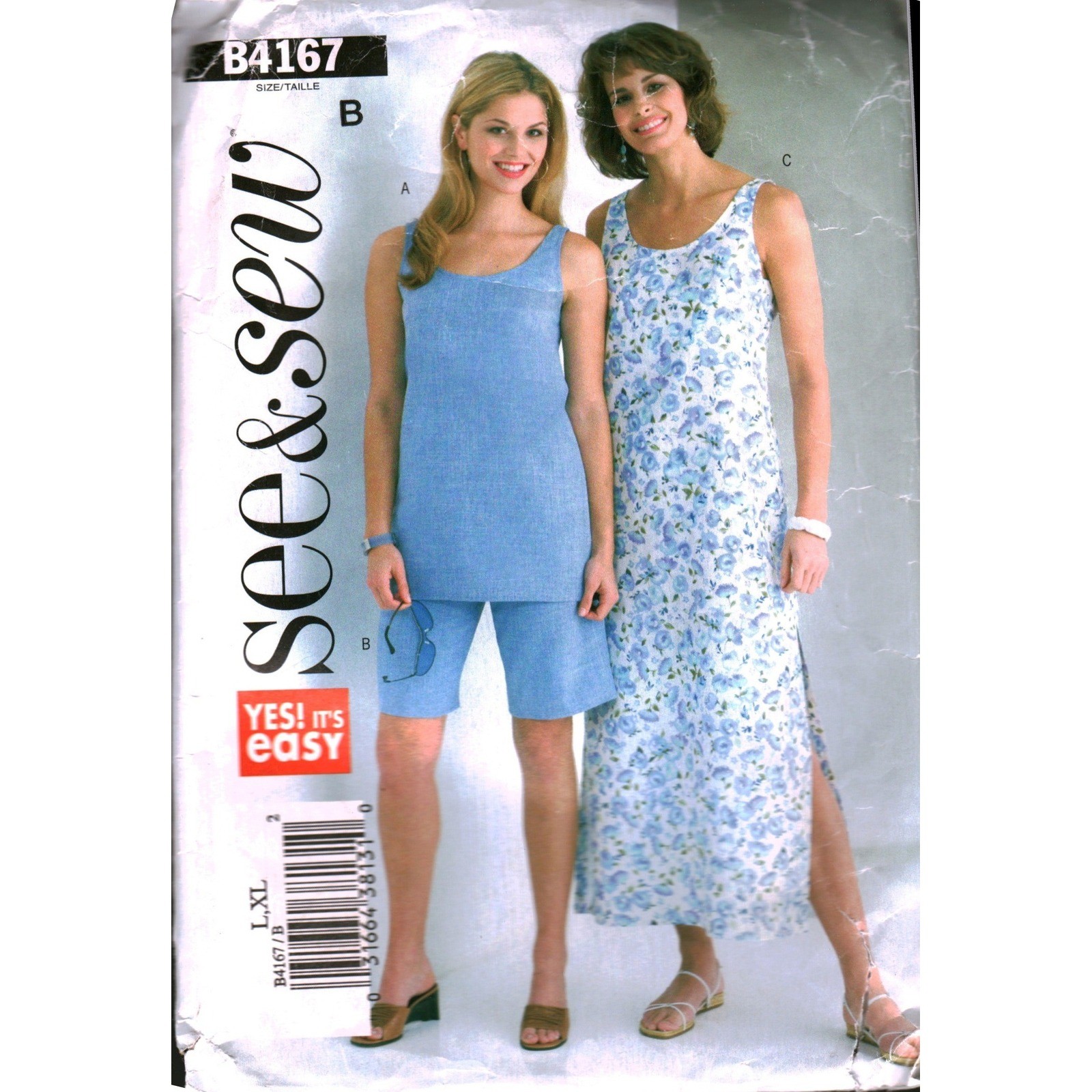 See & Sew B4167 Sewing Pattern Misses Top Shorts Dress Size L XL Butterick 2004