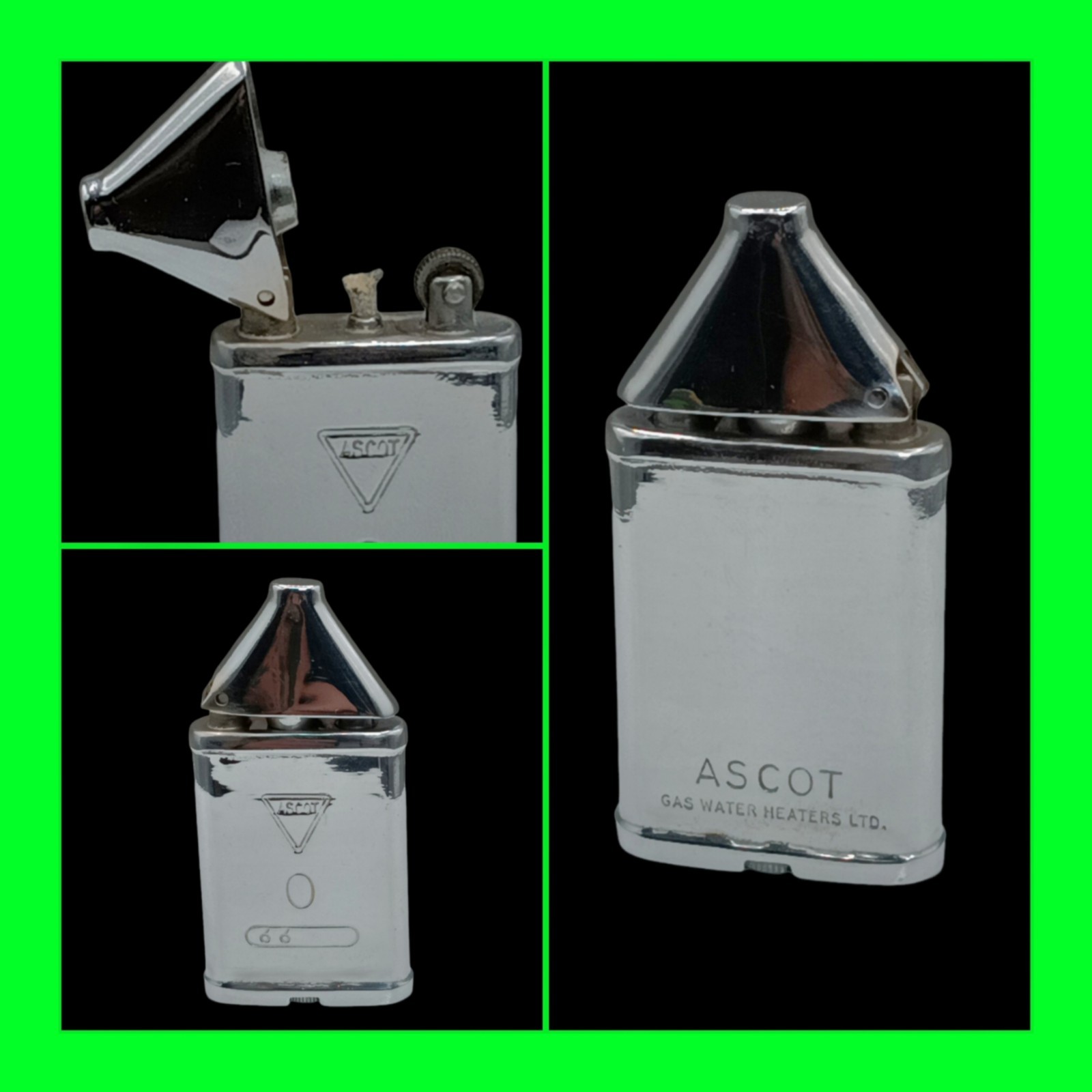 Extremely Rare Vintage 1938 Beney Figural Water Heater Pocket Lighter - UNFIRED 