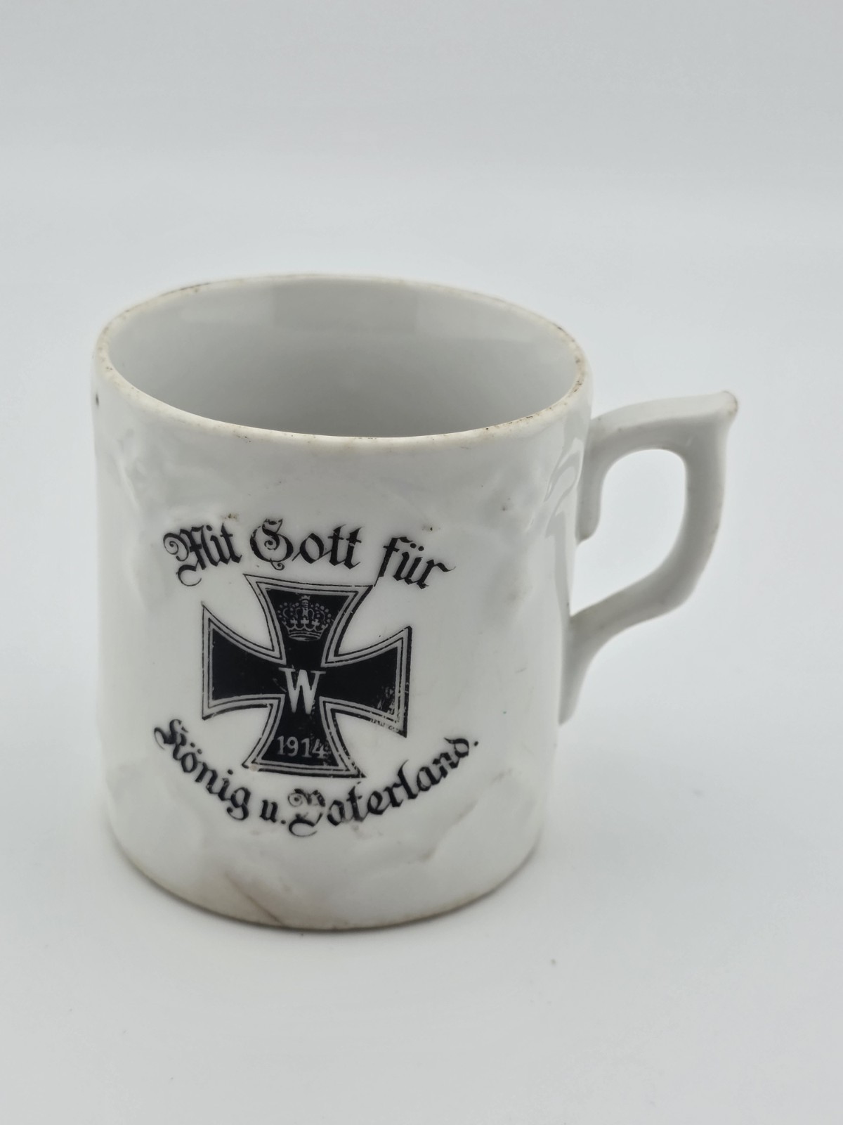 Antique Original WWI German Porcelain Coffee Cup Iron Cross 1914 Kaiser Wilhelm