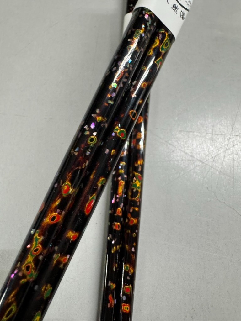 Artisan Made Tsugaru Lacquer Chopsticks Set - Black Multicolor + Abalone Inlay