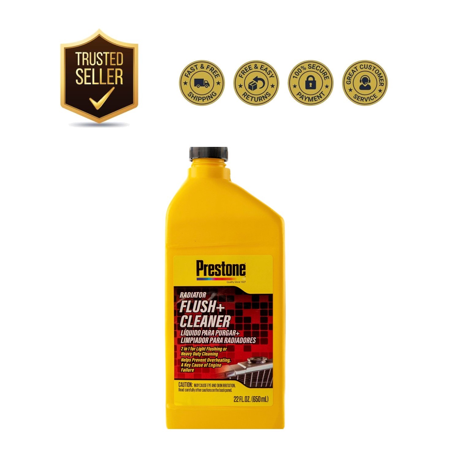 Professional 22 oz Radiator Flush Cleaner - Safe for Metals, AS105 by Prestone