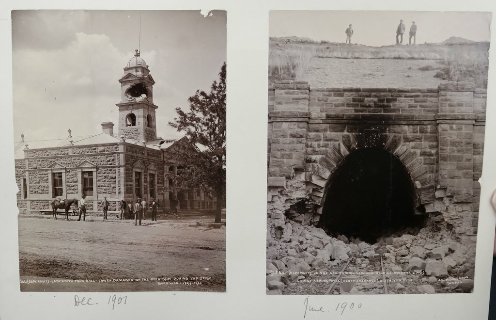 1900 PHOTO SOUTH AFRICA - POM POM BRIDGE  HART\'S HILL LADYSMITH TOWN HALL