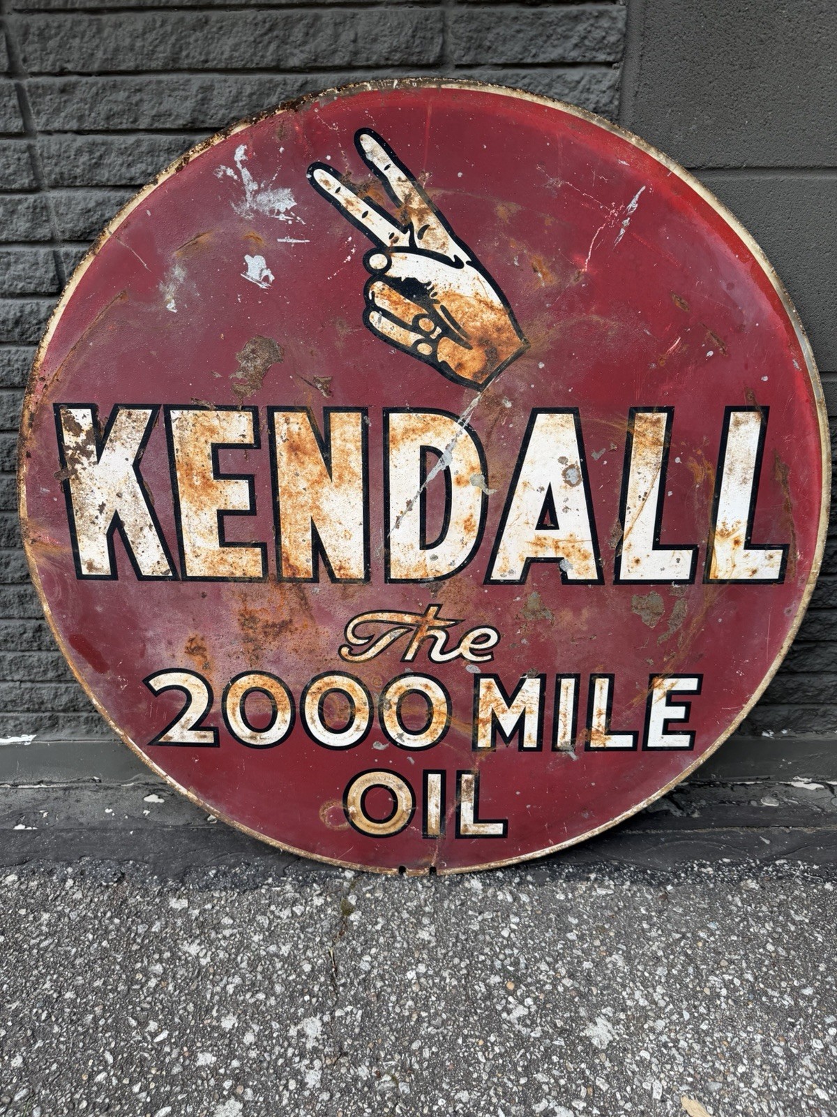 VINTAGE 36 inch Kendall Oil 2000 Mile Sign-Circa 1940’s ⚡️⚡️⚡️ 