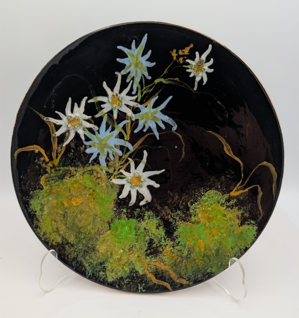 Antique Pflüger Freres Nyon Art Pottery Plate Edelweiss 9
