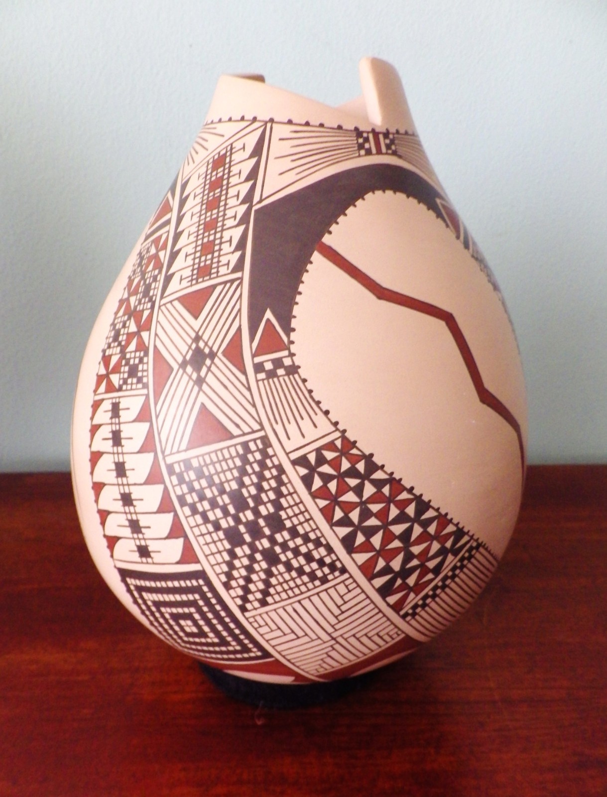 Mata Ortiz vtg olla vase Mexico paquime art pottery signed Jesus Rodriguez 10\