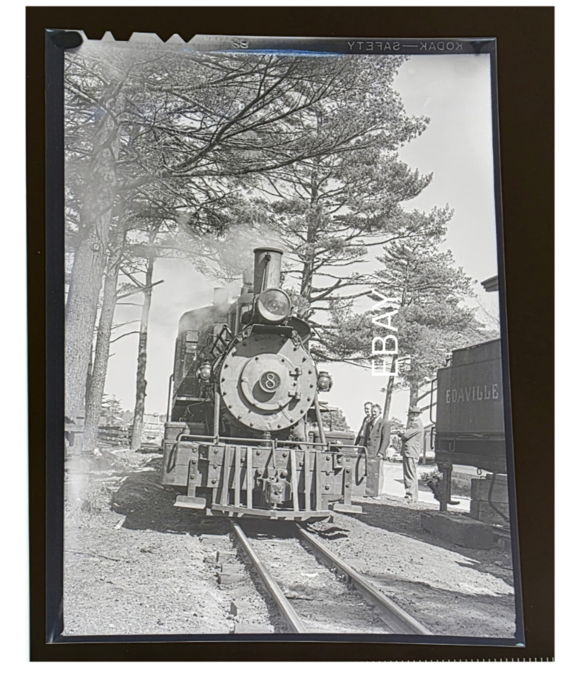 5/2/48 Edaville Railroad Carver, MA Head On View Locomotive #8 Photo Negative