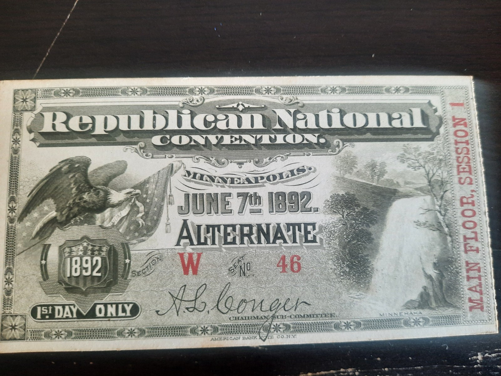 1892 Republican National Convention Delegate Ticket President Benjamin Harrison 1892 Republican National Convention Delegate Ticket President Benjamin Harrison