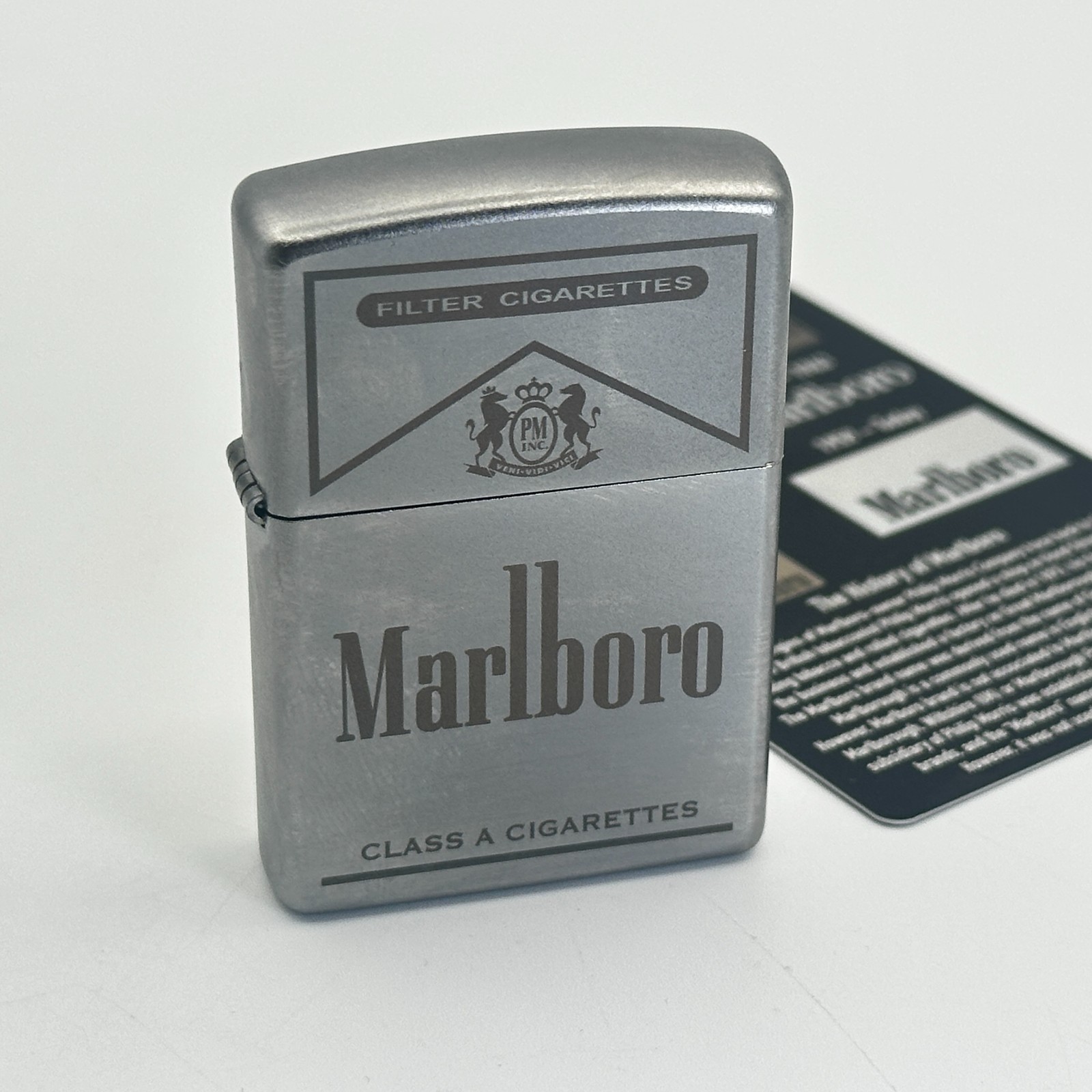 Marlboro Custom Zippo Lighter | Satin Chrome Zippo | Made In USA Marlboro Custom Zippo Lighter | Satin Chrome Zippo | Made In USA