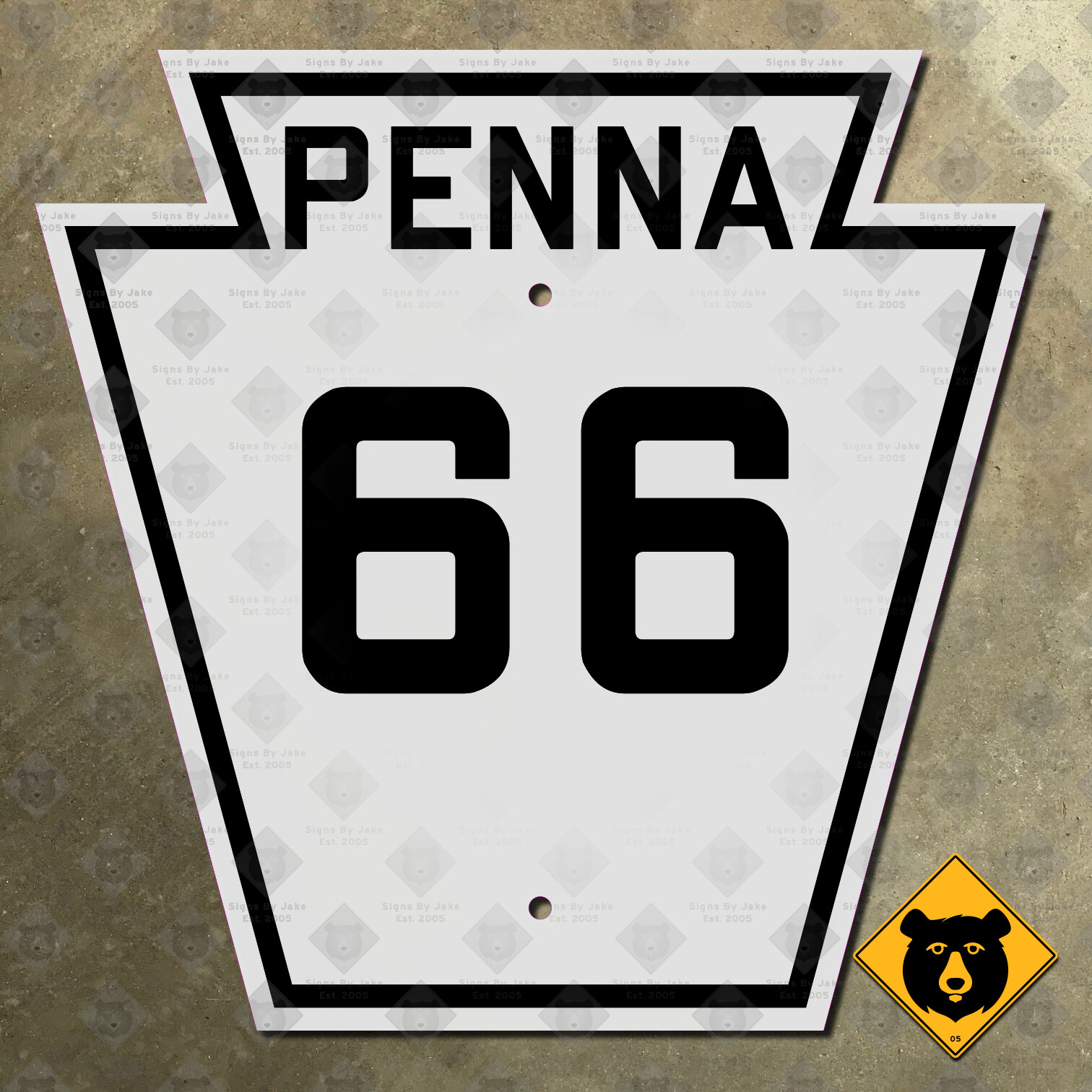 Pennsylvania Route 66 highway marker Greensburg Kane Ford City 12x12