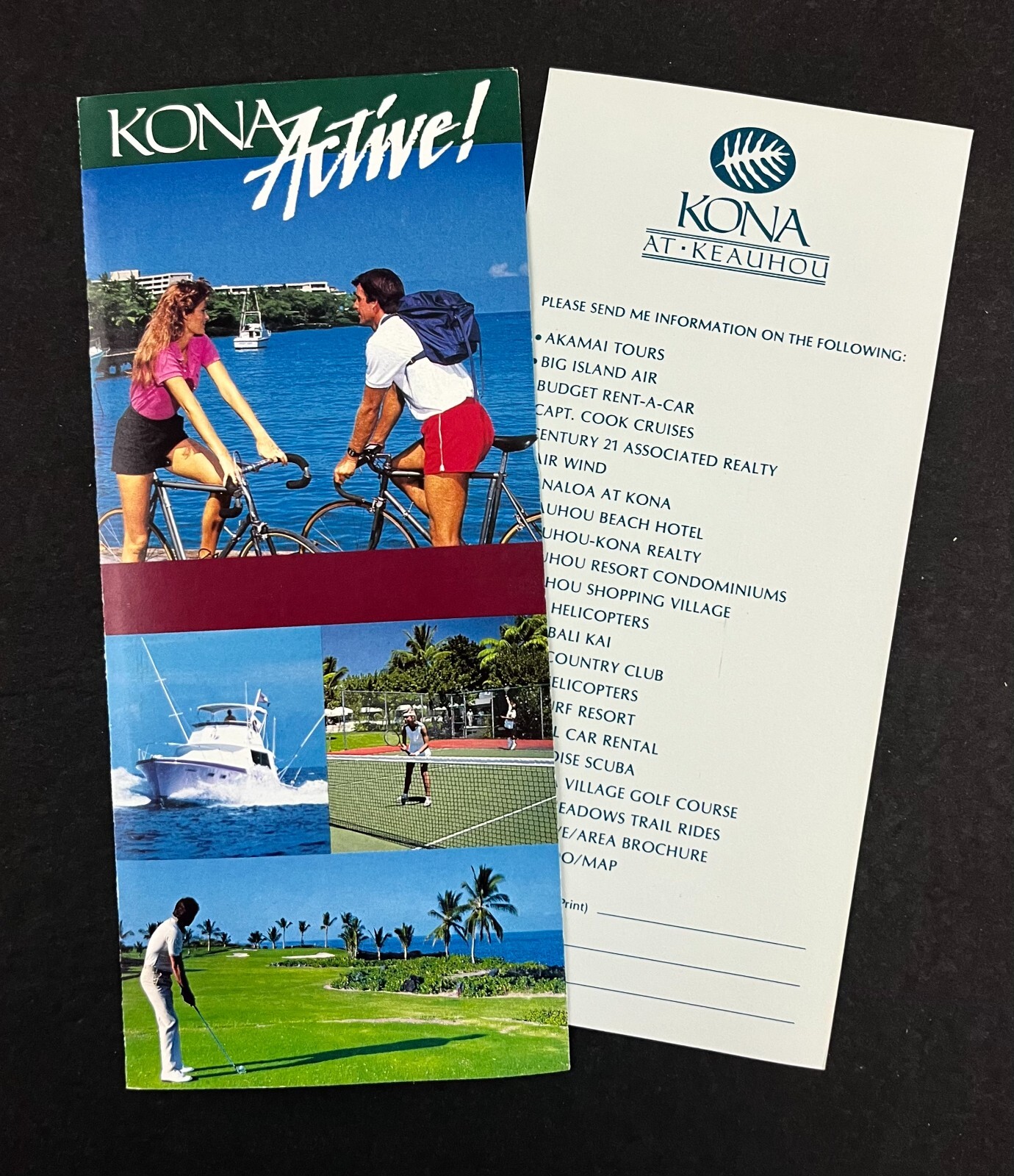 1986 Kona Active Hawaii Keauhou Big Island Recreation Vintage Travel Brochure HI