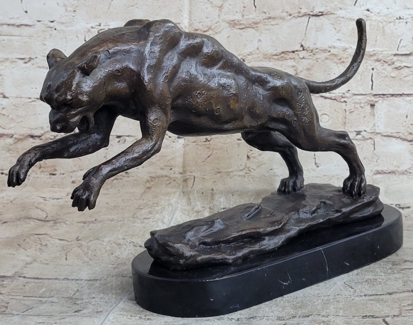 Austrian Bronze Lion or Lioness Sculpture Jaguar Cougar Home Decor Figure Decor
