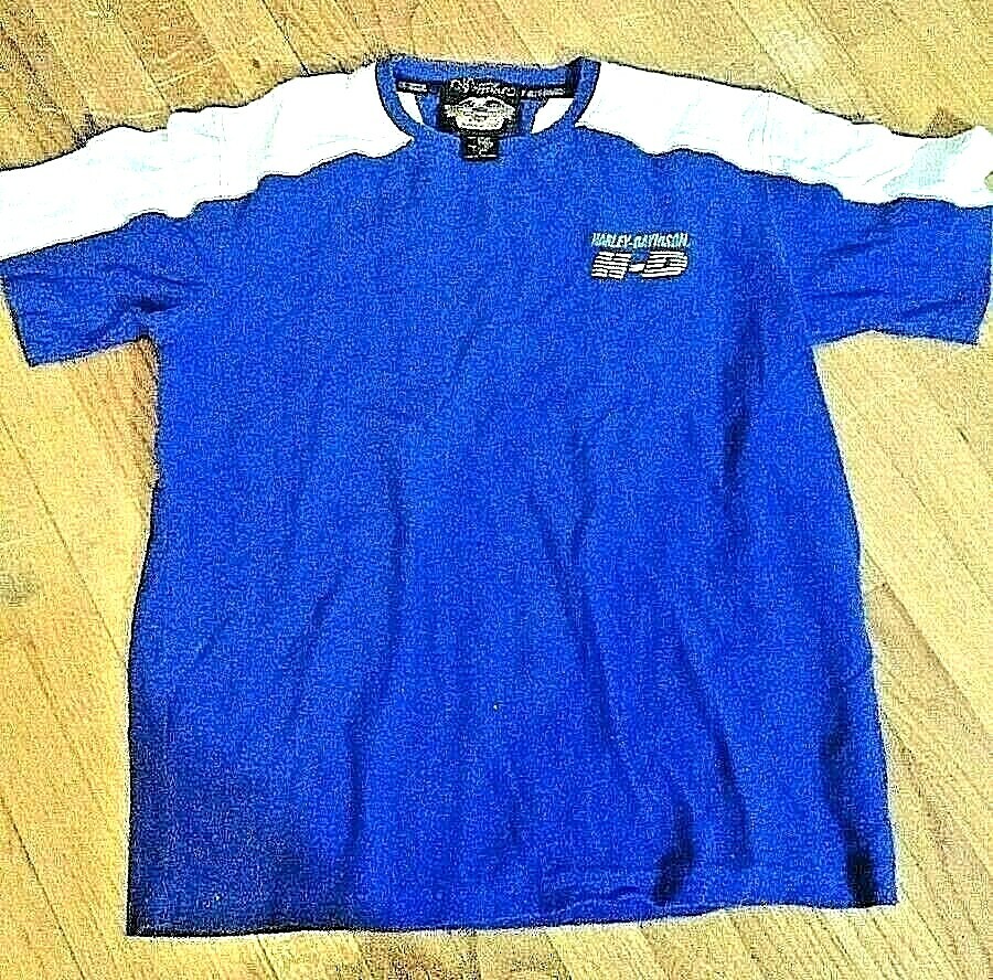Rare Vtg Harley Davidson H*D Label Mens Lg Sweatshirt Cotton Blue Short Sleeve Rare Vtg Harley Davidson H*D Label Mens Lg Sweatshirt Cotton Blue Short Sleeve