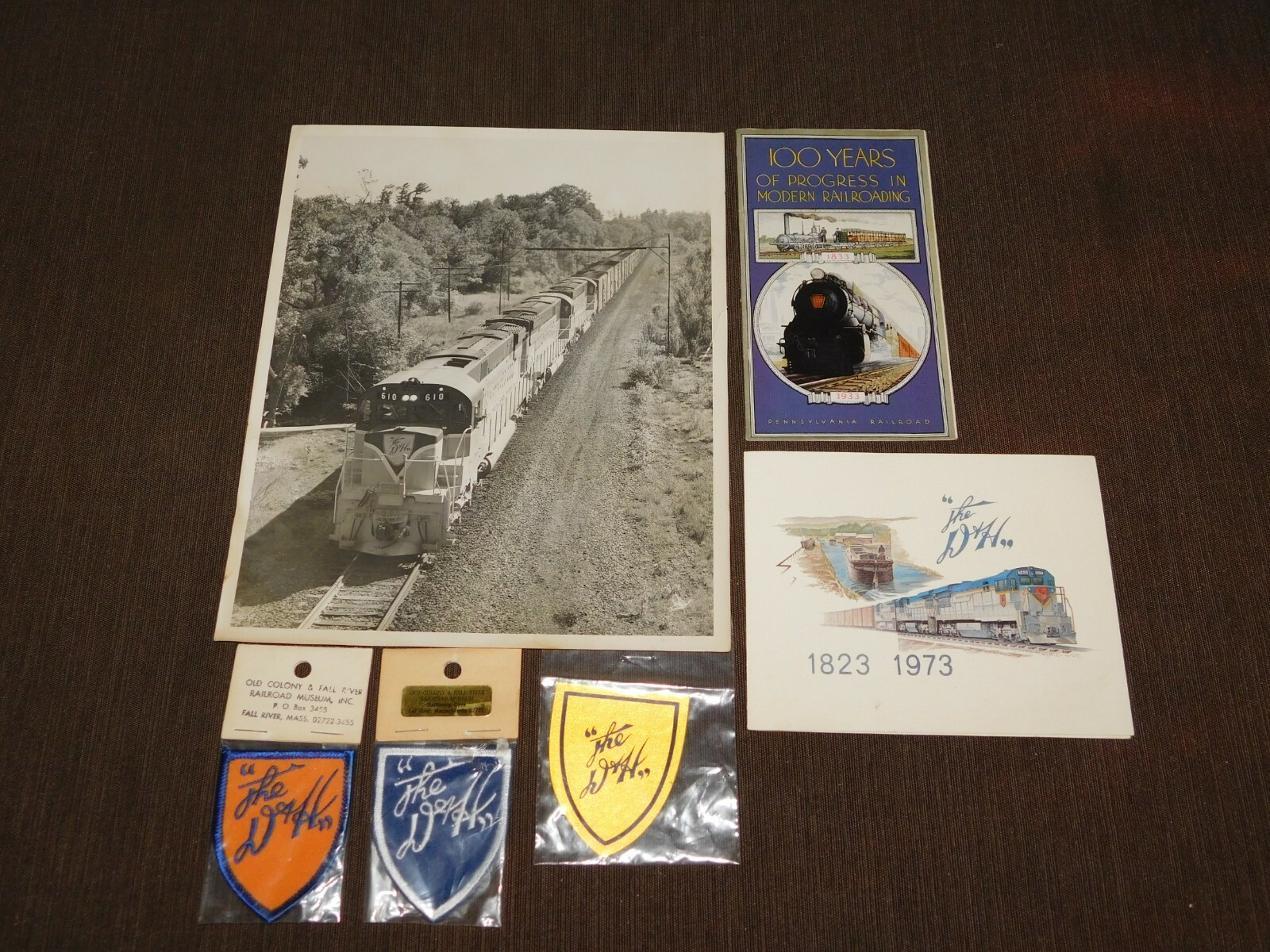 VINTAGE DELAWARE & HUDSON RAILROAD TRAIN 6 PIECE SET LOT PHOTO 3 PATCHES + PENN