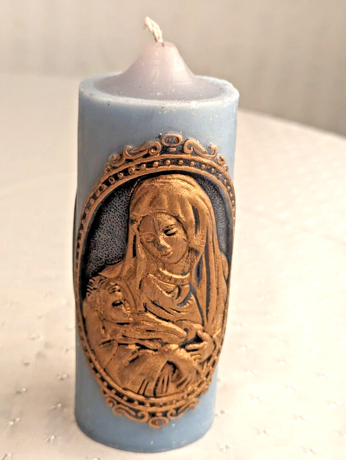 Decorated Candle - Vintage-1978 Madonna & Child-Hand Decorated - By Jasco - 6\ Decorated Candle - Vintage-1978 Madonna & Child-Hand Decorated - By Jasco - 6\