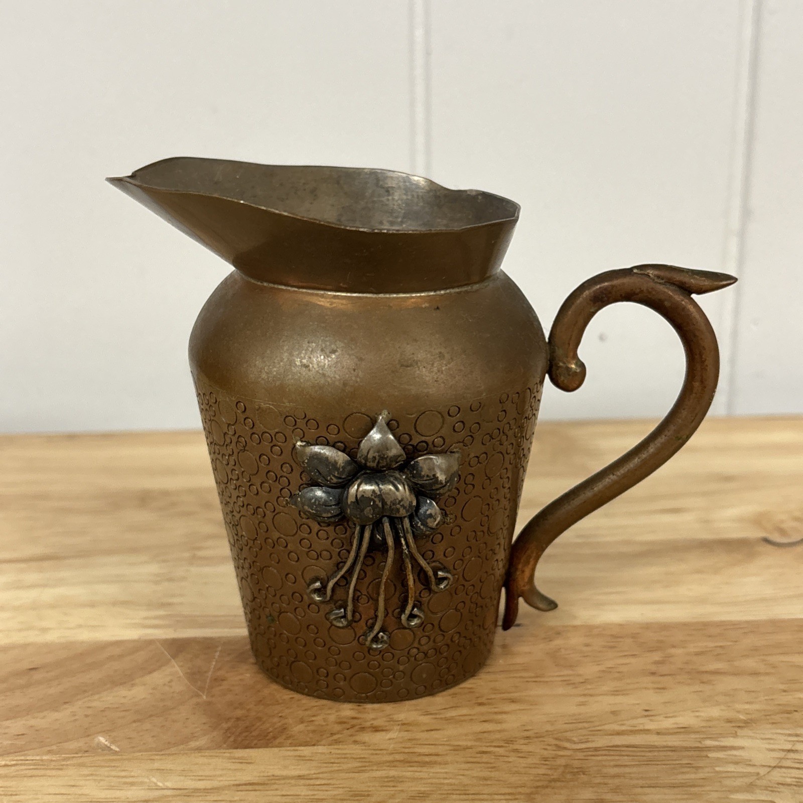 Victoria Taxco Mexican Sterling Silver Copper Creamer Ana Brilanti Pitcher