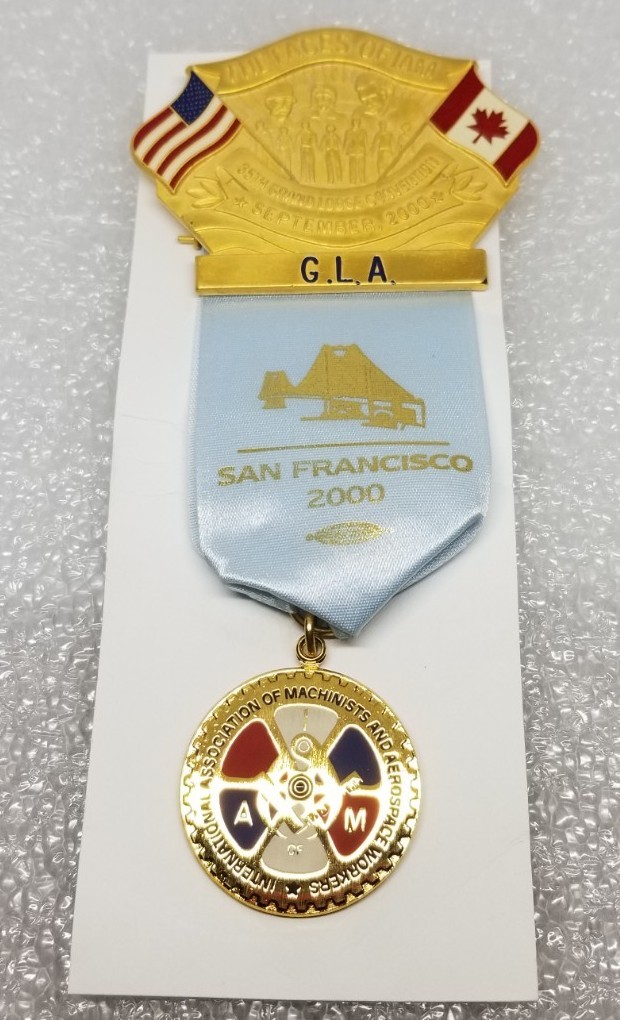Vintage International Association Of Machinists Ribbon Medal Pin Grand Lodge SF