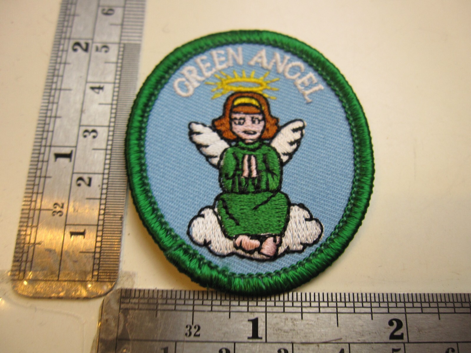 Vintage GSA Scouting Green Angel Button Patch Vintage GSA Scouting Green Angel Button Patch