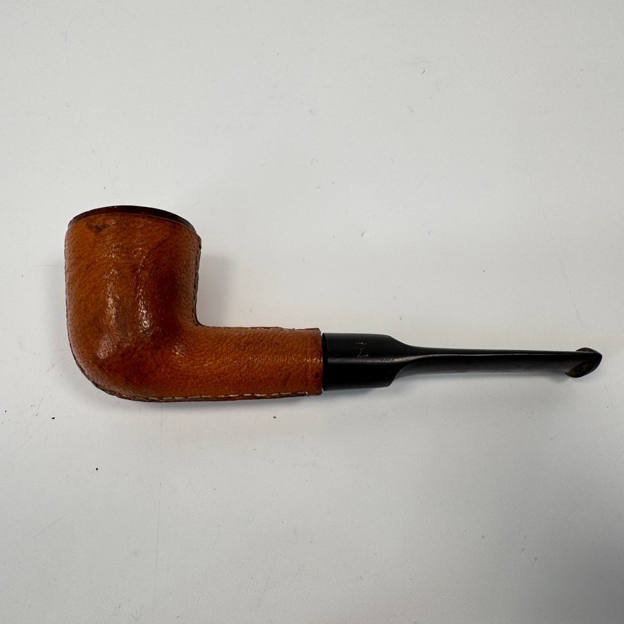 Vintage Pigskin Leather Wrapper Briar Billiard Smoking Pipe