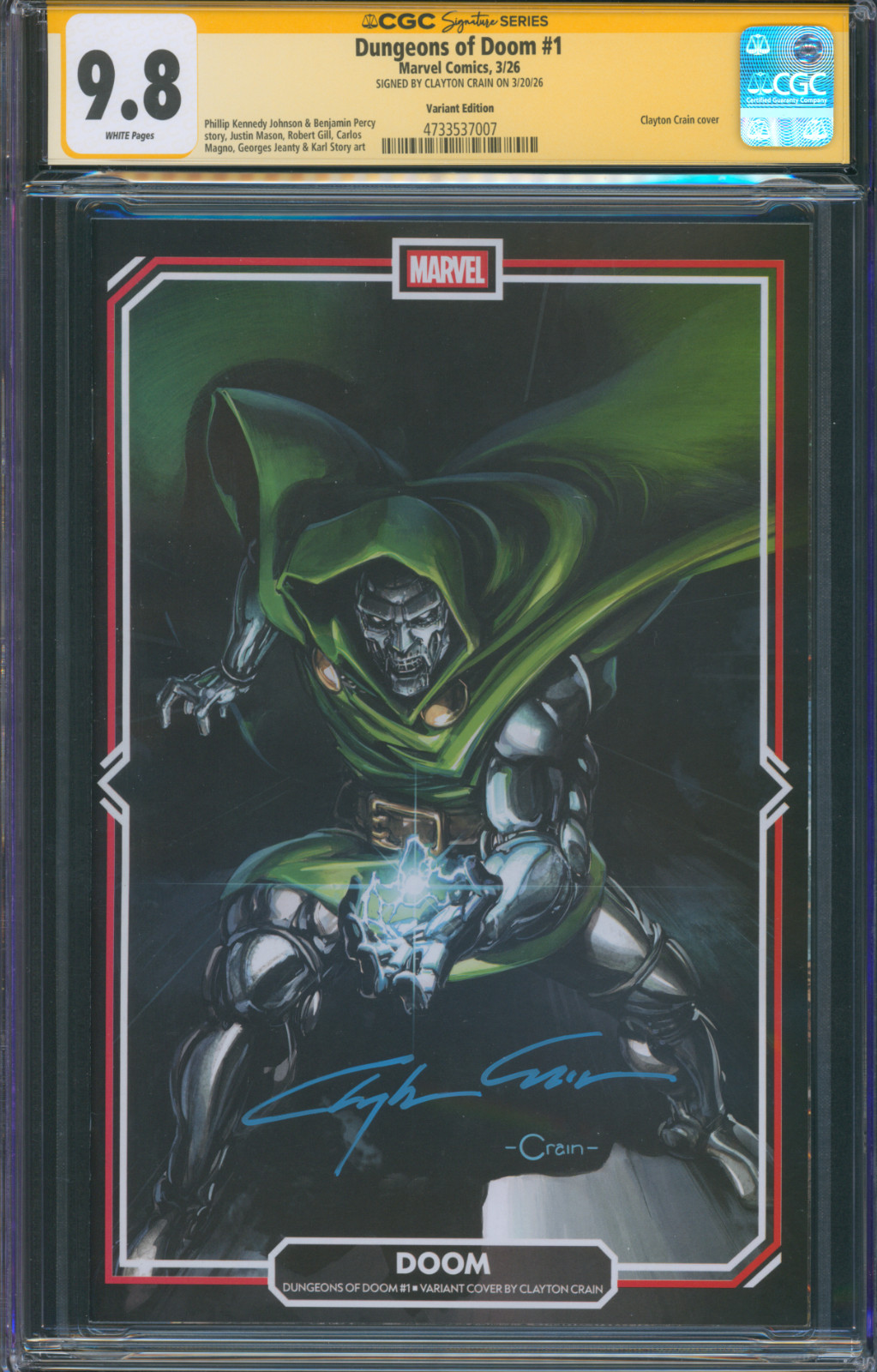 Dungeons of Doom #1, CGC SS 9.8, Frame Variant, Signed Crain ( 2026)