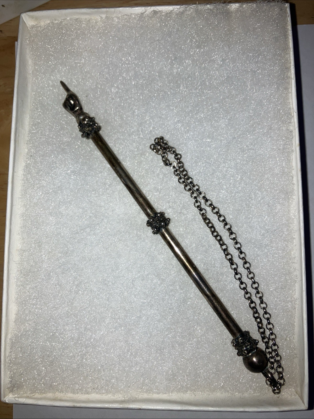 Vintage Sterling Silver Torah Pointer Yad Filigree Details 5.5” Marked 925