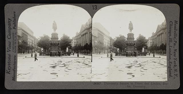 Berlin Germany 1926 University Square Unter den Linden Statue Stereograph