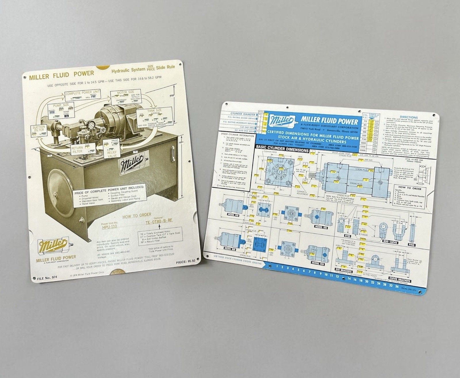 70s Miller Fluid Power Certified Dimensions & Slide Rule Raytheon