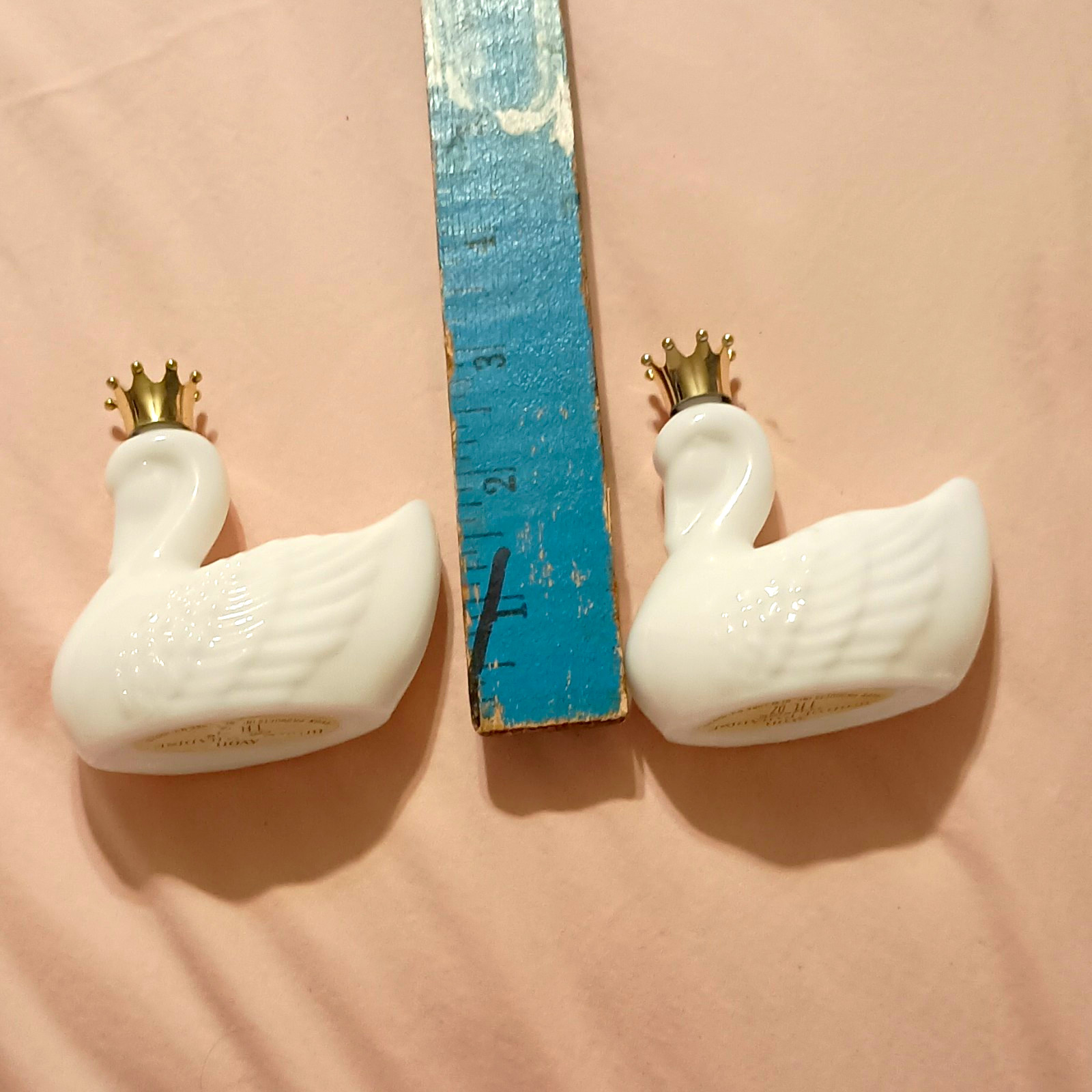 Vintage Avon Bird of Paradise Cologne White Swan Perfume Bottles w/ Gold Crown