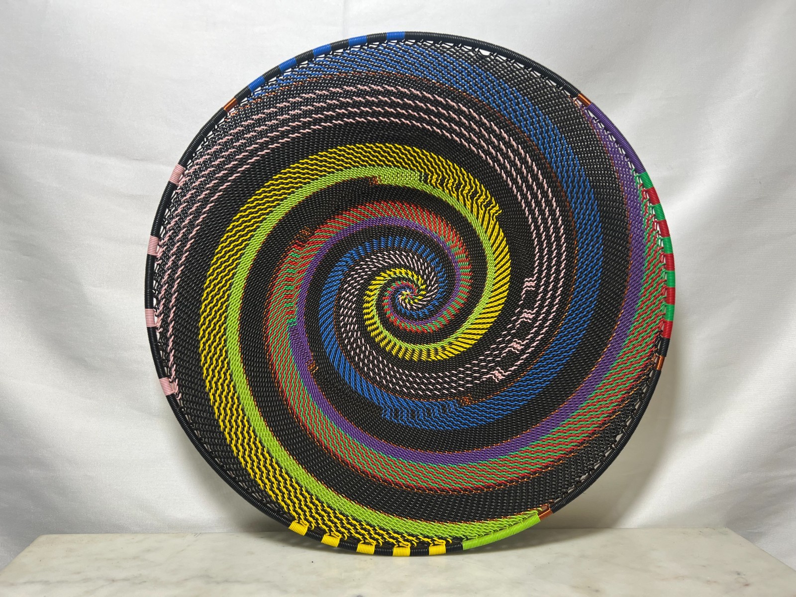 Large Handmade African Telephone Wire Basket 12