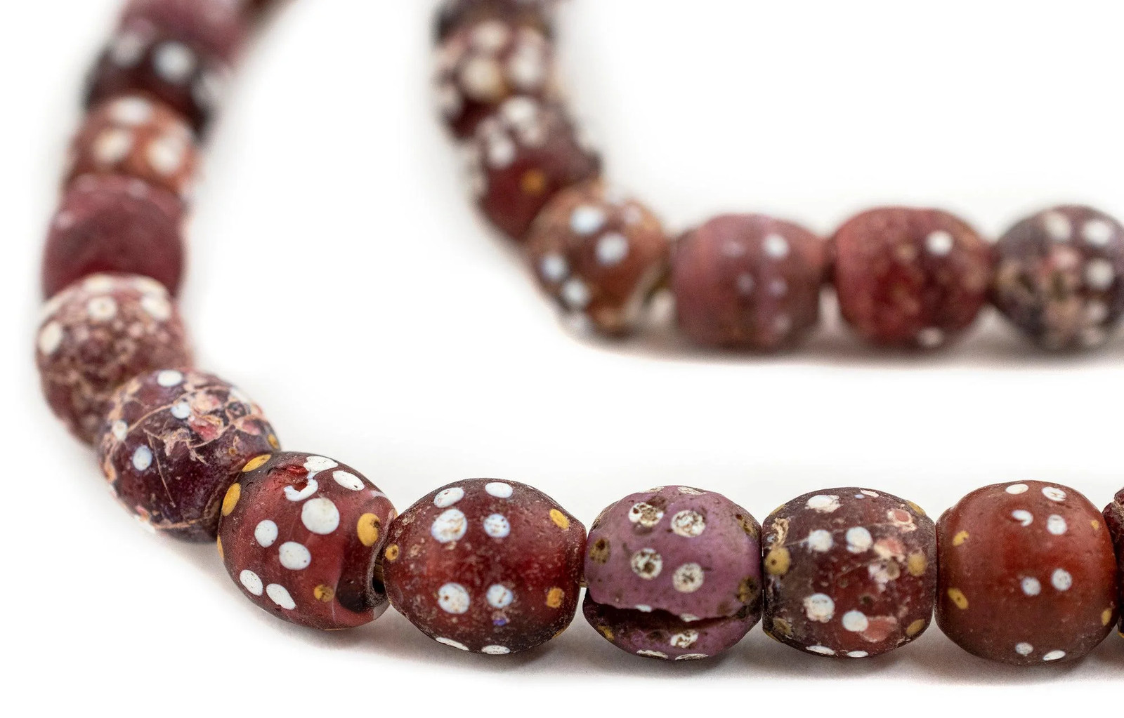 Antique Red Thousand Eye Skunk Beads 11-15mm Ethiopia African Round Glass