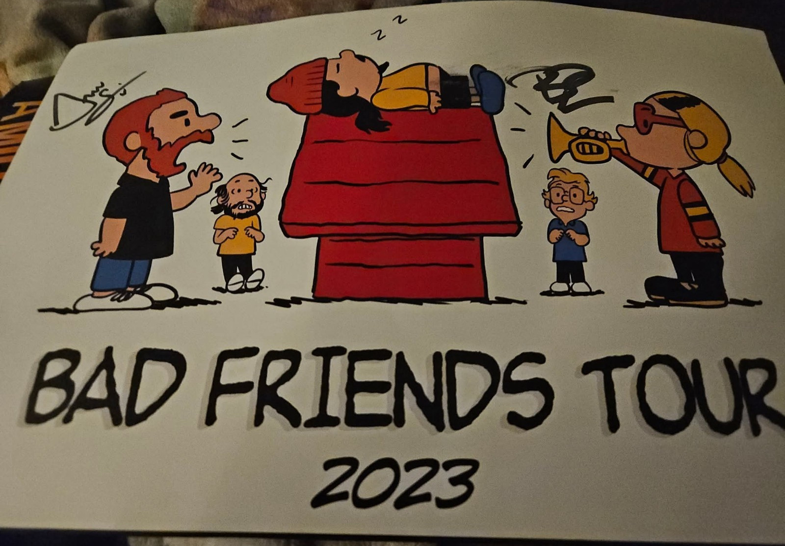 Bad Friends Tour 2023 Poster Signed by Bobby Lee and Andrew Santino (w/PROOF)