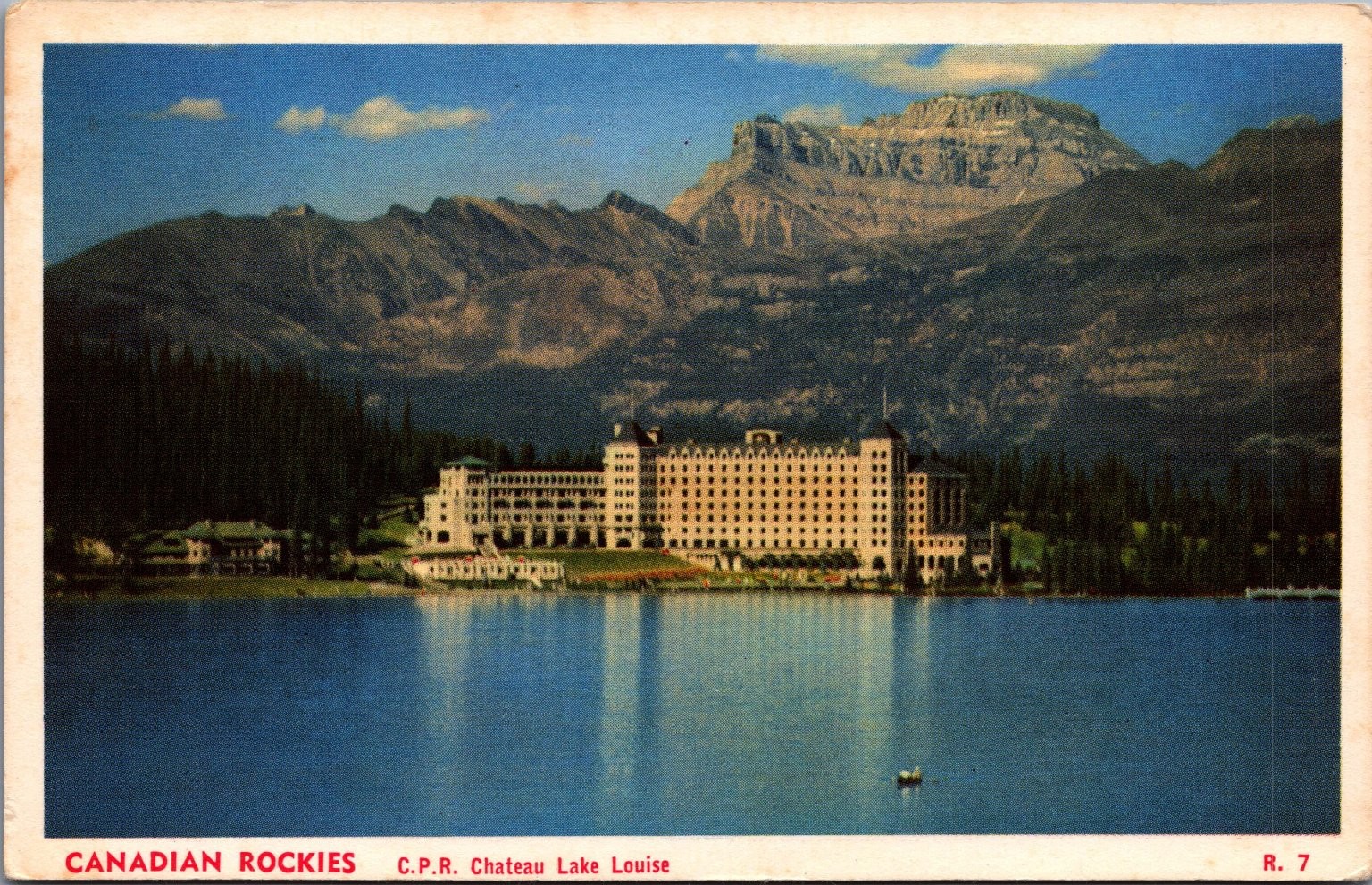 Vintage Linen Postcard C.P.R. Chateau Lake Louise Canadian Rockies