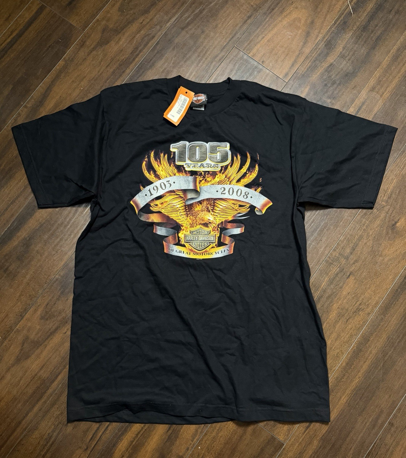 Harley Davidson 105th Anniversary T Shirt Mens XL Black Eagle 2008 NWT USA