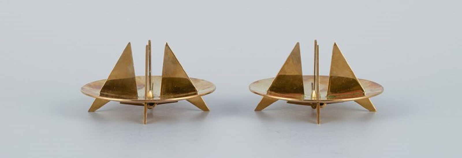 Pierre Forsell for Skultuna, Sweden. A pair of rare brass candlesticks.
