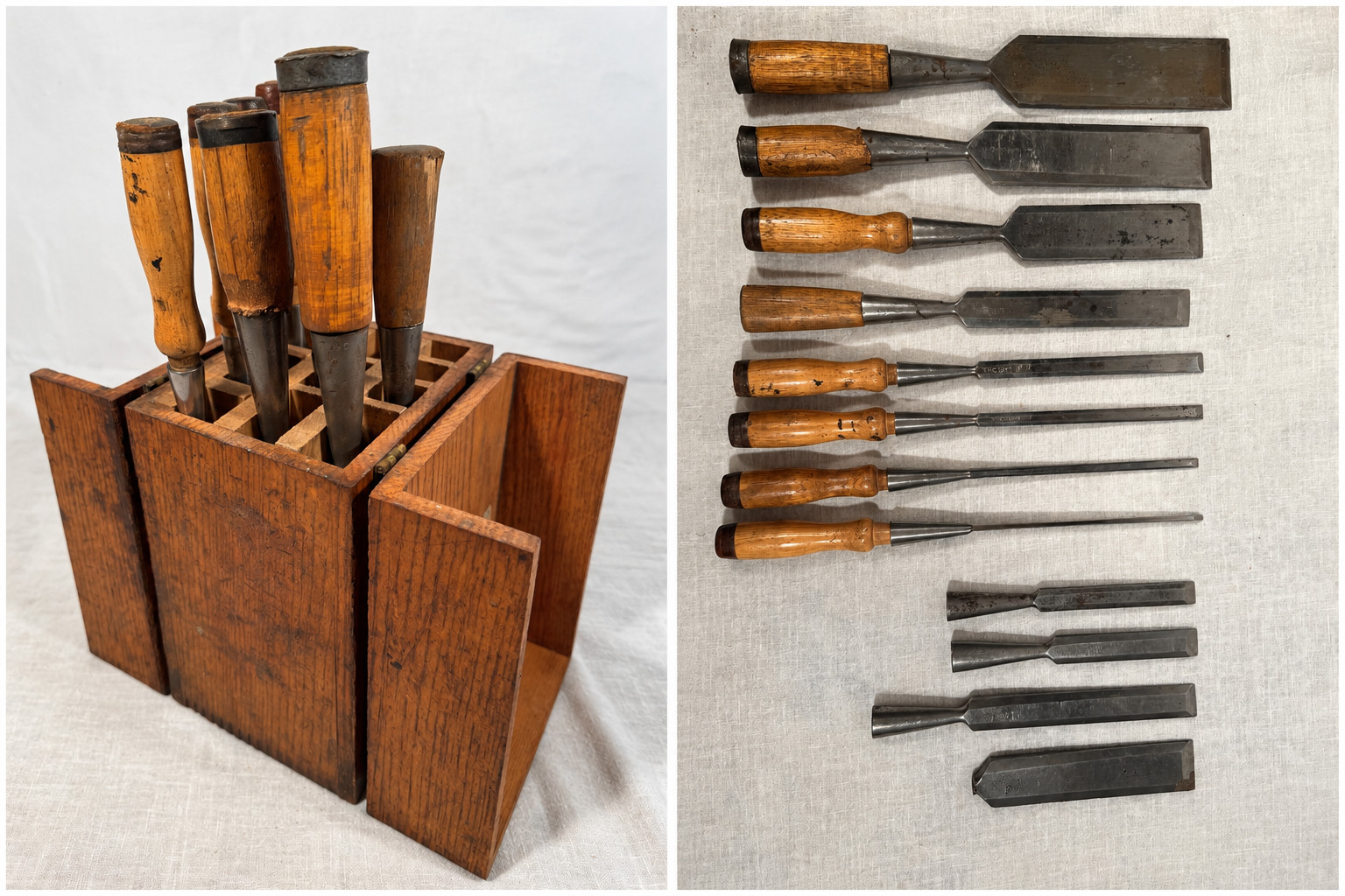 12 - Lot VTG LAKESIDE  Socket Firmer Chisel Set 2” Timber Frame Woodworking Set