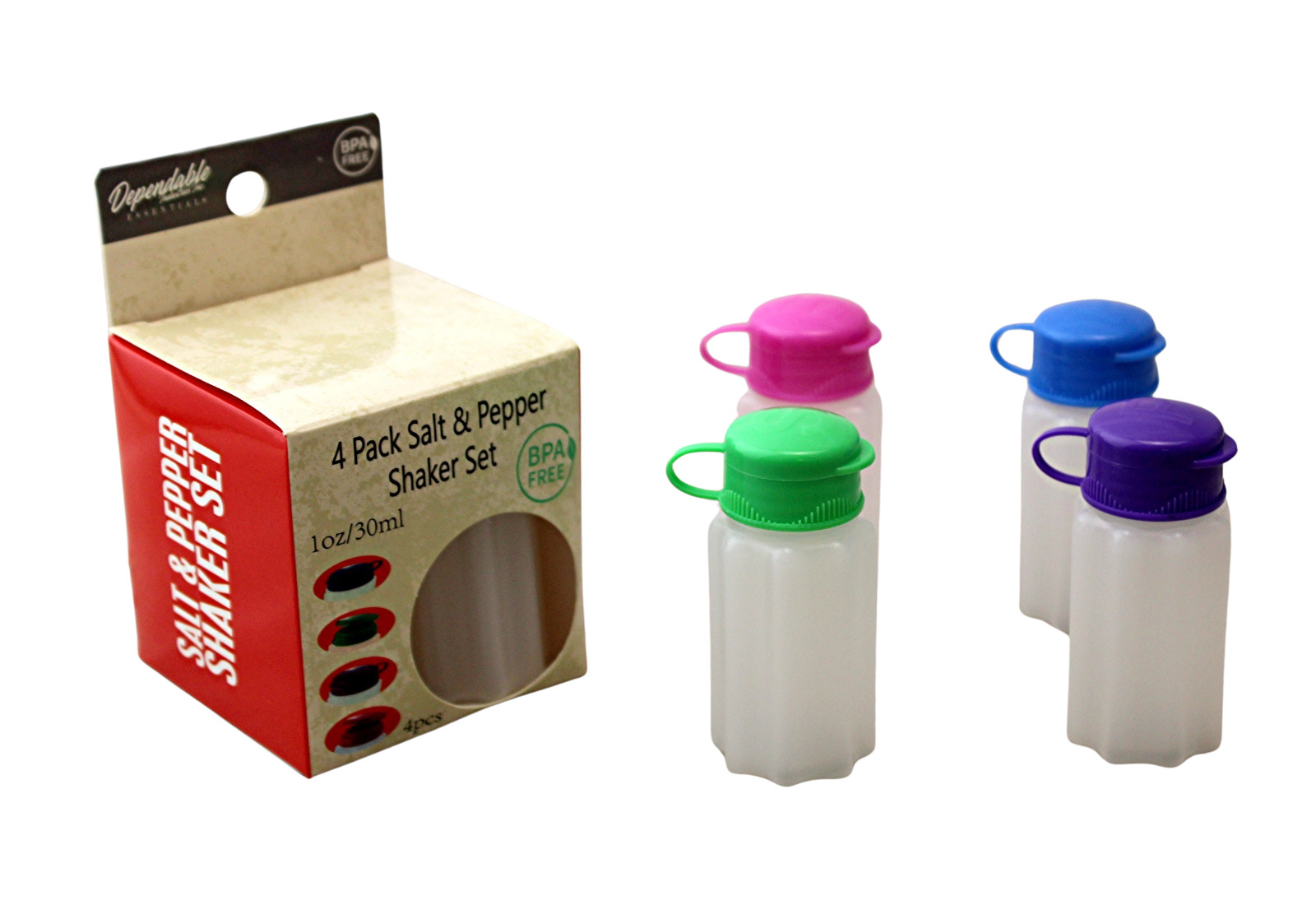 Mini Salt and Pepper Shakers – 1oz BPA-Free Plastic with Snap Top Lids Set of 4 Mini Salt and Pepper Shakers – 1oz BPA-Free Plastic with Snap Top Lids Set of 4
