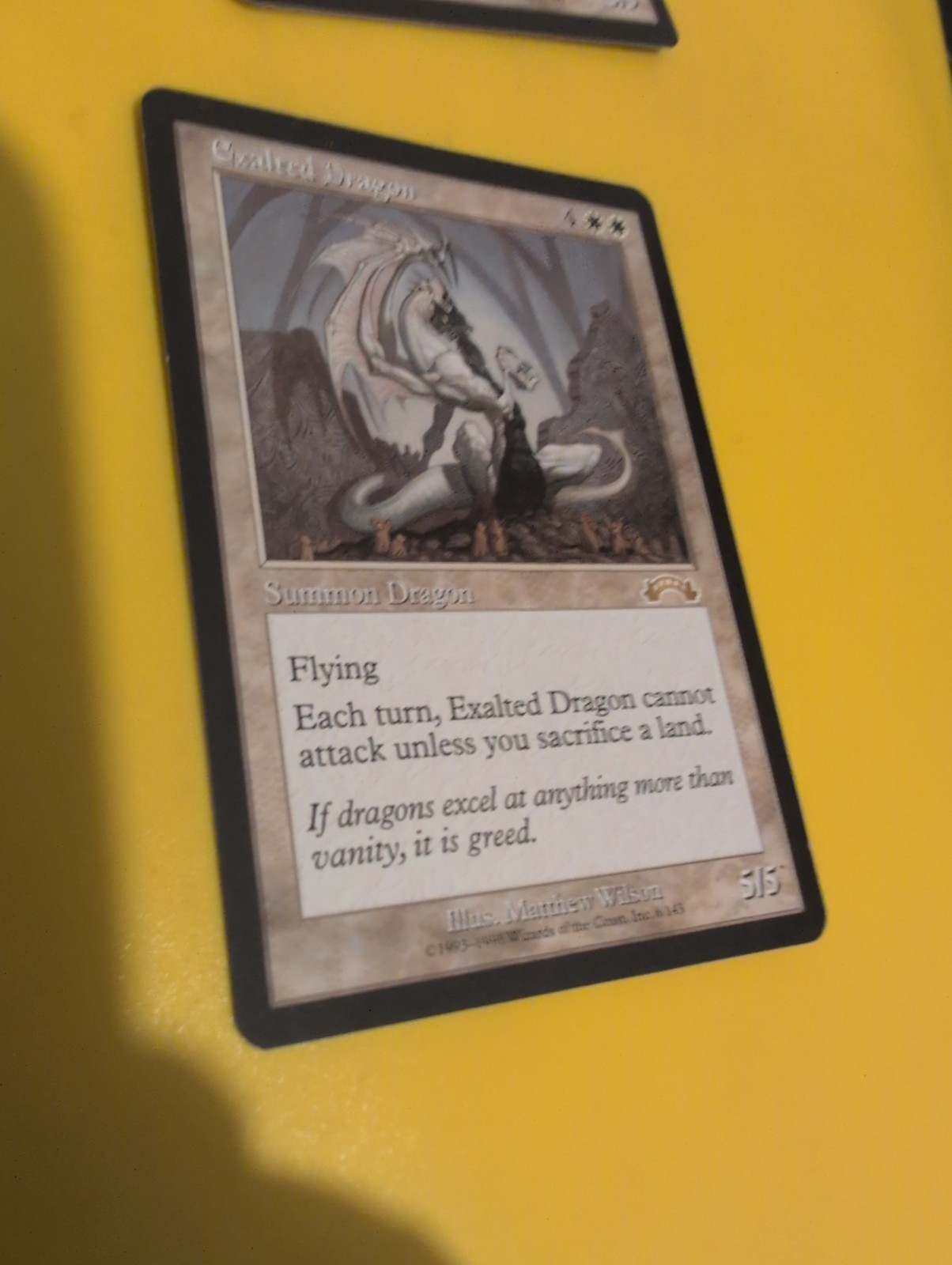 Exalted Dragon. Rare  Magic the Gathering Card.Exodus. Old Vintage MTG
